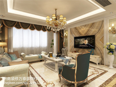 济南华润紫云府165平简欧风格室内装修设计